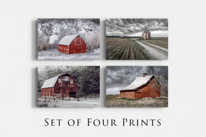Farmhouse wall art canvas print set of 4 barn silo