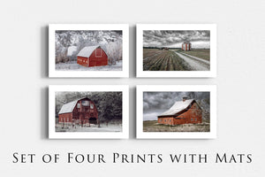 Farmhouse wall art canvas print set of 4 barn silo