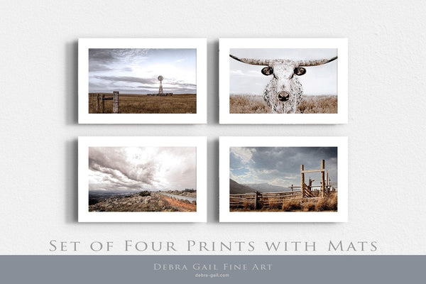 Debra Gail Fine Art 4 5x7 Prints with 8x10 Mats / Color RUSTIC CHARM SET OF 4 GALLERY WALL ART