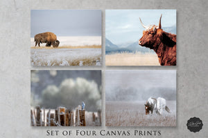 Blue wall art – set of 4 canvas prints farmhouse western decor