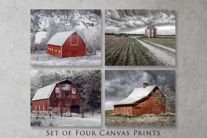 Farmhouse wall art canvas print set of 4 barn silo