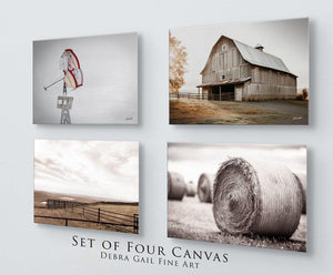 Neutral farmhouse wall art – rustic set of 4 canvas prints Debra Gail Fine Art