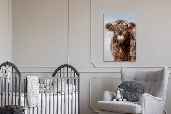 Debra Gail Fine Art ADORABLE HIGHLAND COW CALF ART PRINT - FARMHOUSE DECOR