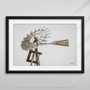 Windmill wall art – Great Plains landscape photography print by Debra Gail Fine Art