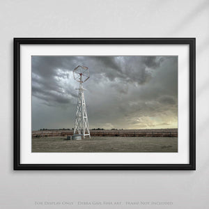 Windmill wall art – Great Plains landscape photography print by Debra Gail Fine Art