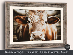 Longhorn cow wall decor canvas – rustic Western fine art print by Debra Gail Fine Art