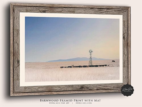 Debra Gail Fine Art Barnwood Framed Print / 18x12 WINTER CATTLE - WINDMILL FARMHOUSE DECOR