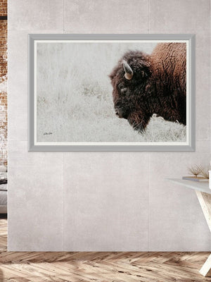 Bison wall art – neutral sepia rustic prairie photography print by Debra Gail Fine Art