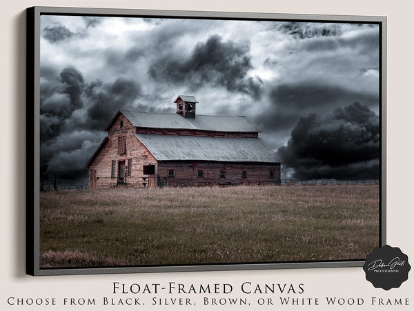 Debra Gail Fine Art Black Framed Canvas / 10x8 APPROACHING STORMS - RUSTIC BARN DECOR