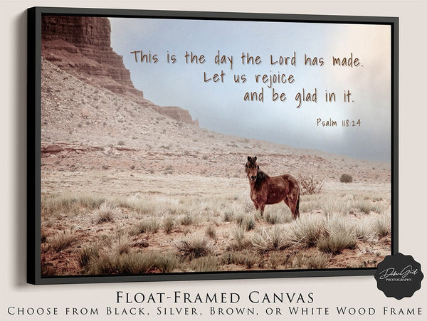 Debra Gail Fine Art Black Framed Canvas / 10x8 BIBLE VERSE HORSE CANVAS ART - THIS IS THE DAY THE LORD