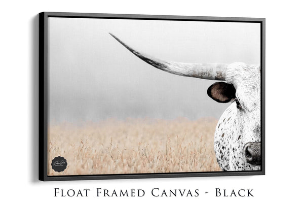 Debra Gail Fine Art Black Framed Canvas / 10x8 Boho Western Decor Art - Longhorn Photography Canvas Print