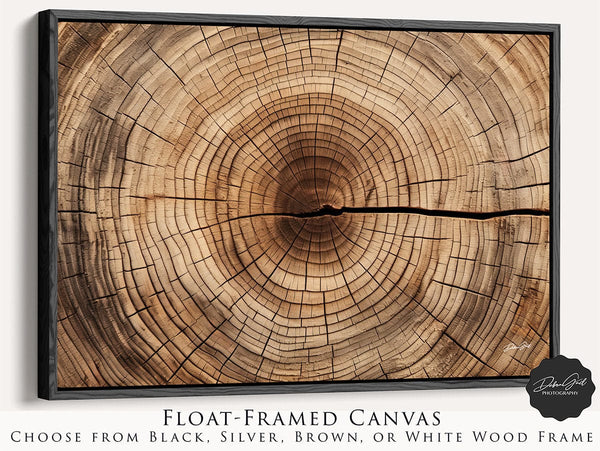 Debra Gail Fine Art Black Framed Canvas / 10x8 Close Up of Tree Rings - Nature Inspired Decor No. 4496