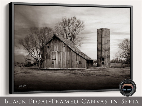 Debra Gail Fine Art Black Framed Canvas / 10x8 FARMHOUSE BARN WITH SILO LANDSCAPE PHOTO PRINT