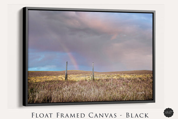 Debra Gail Fine Art Black Framed Canvas / 10x8 FLINT HILLS RAINBOW - LANDSCAPE ART PRINT