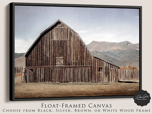 Debra Gail Fine Art Black Framed Canvas / 10x8 IDAHO BROWN BARN LANDSCAPE PRINT - FARMHOUSE DECOR