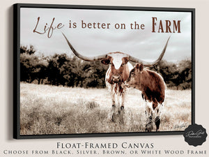 Inspirational wall art cow canvas personalized life is better on the farm by Debra Gail
