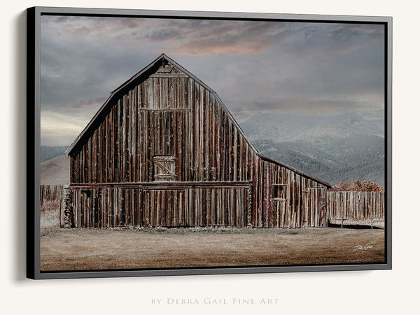 Debra Gail Fine Art Black Framed Canvas / 10x8 Rustic Barn at Dusk - Fine Art Photography Print