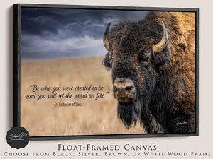 Buffalo Bison personalized wall art canvas – rustic prairie photography print