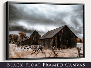 Old barn wall art canvas print – rustic Kansas prairie farmhouse photography print