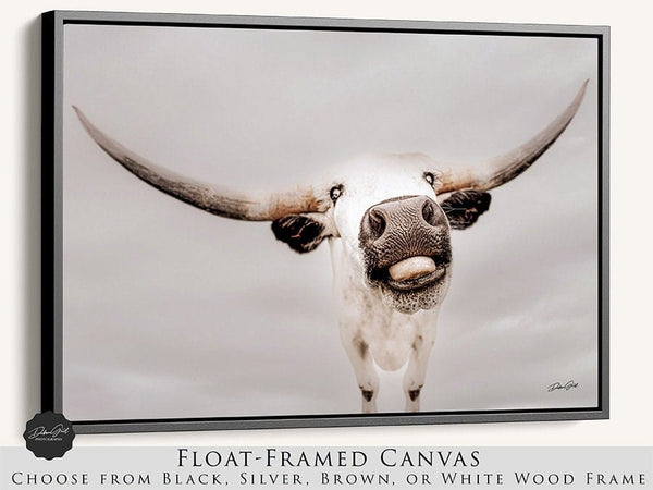 Debra Gail Fine Art Black Framed Canvas / 10x8 Texas Longhorn Canvas Print - Farmhouse Nursery Art