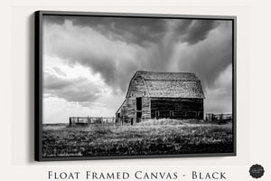 Old barn wall art canvas print – rustic Kansas prairie farmhouse photography print