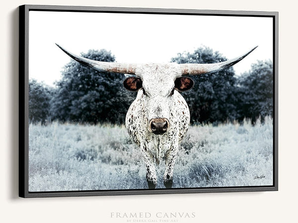 Debra Gail Fine Art Black Framed Canvas / 18x12 Texas Longhorn - Large Western Canvas Wall Art