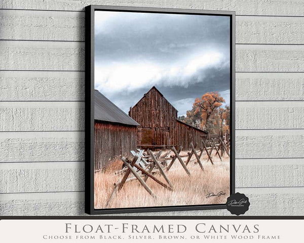 Debra Gail Fine Art Black Framed Canvas / 8x10 ST ELMO BARN - RUSTIC LANDSCAPE PRINT