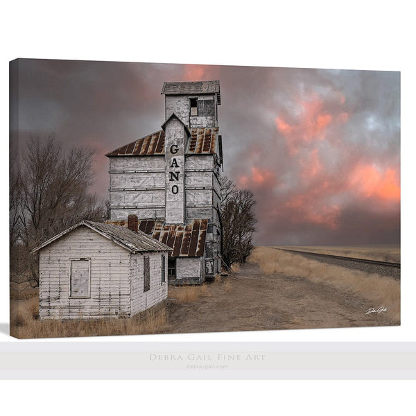 Debra Gail Fine Art Canvas Wrap / 10x8 1915 Ardell Kansas Grain Elevator | Rustic Wall Decor