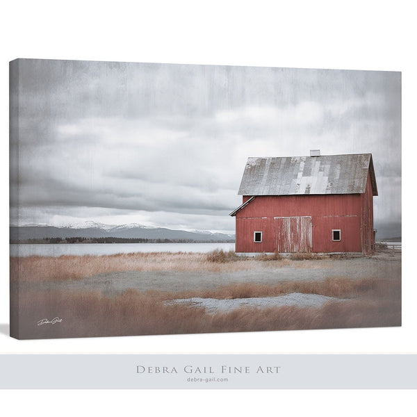 Debra Gail Fine Art Canvas Wrap / 10x8 Red Barn Winter Landscape Print | Snow Landscape