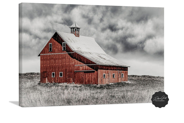 Debra Gail Fine Art Canvas Wrap / 10x8 Red Barn Winter Landscape | Rustic Farmhouse Decor