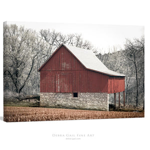 Rustic red barn wall art – Kansas prairie fine art photography by Debra Gail Fine Art