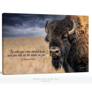 Buffalo Bison personalized wall art canvas – rustic prairie photography print