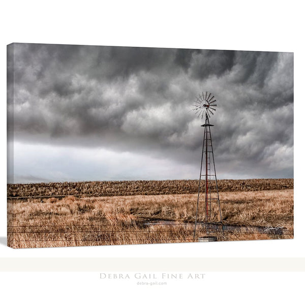 Debra Gail Fine Art Canvas Wrap / 10x8 Windmill Art Print | Kansas Farmhouse Photography