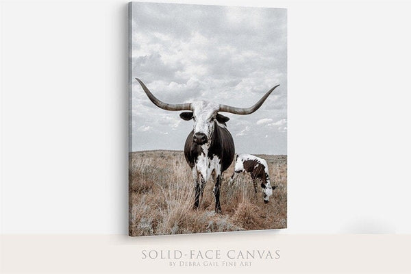 Debra Gail Fine Art Canvas Wrap / 8x10 Western Home Wall Decor - Longhorn Cow and Calf Canvas