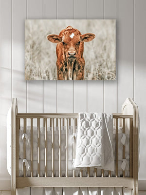 Longhorn cow wall decor canvas – rustic Western fine art print by Debra Gail Fine Art