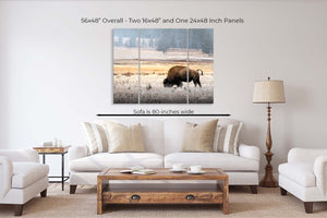 Bison triptych wall art – XL Western split canvas photography by Debra Gail Fine Art