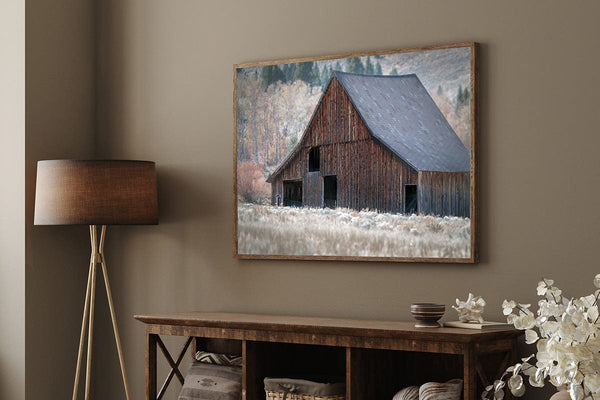 Debra Gail Fine Art FARMHOUSE LANDSCAPE - RUSTIC BARN IN FIELD