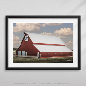 Red barn wall art – rustic Kansas prairie farmhouse photography print by Debra Gail Fine Art