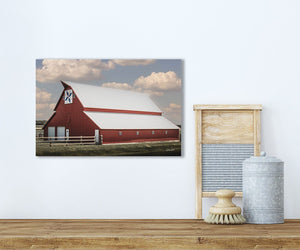 Red barn wall art – rustic Kansas prairie farmhouse photography print by Debra Gail Fine Art