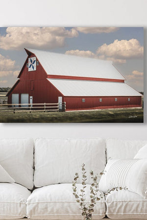 Red barn wall art – rustic Kansas prairie farmhouse photography print by Debra Gail Fine Art