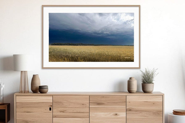 Debra Gail Fine Art GOLDEN WHEAT FIELD IN STORMY SKIES - FARMHOUSE DECOR