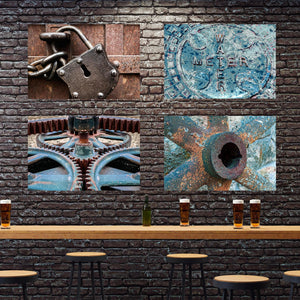 Vintage gears wall art – rustic industrial fine art photography by Debra Gail Fine Art