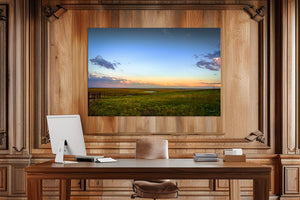 Kansas Flint Hills wall art canvas – sunrise prairie landscape photography by Debra Gail Fine Art