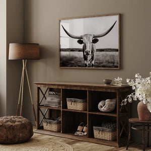 Longhorn cow wall decor canvas – rustic Western fine art print by Debra Gail Fine Art
