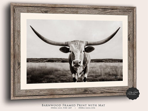 Debra Gail Fine Art Large Texas Longhorn Sepia Canvas Print