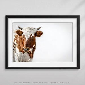 Longhorn cow calf wall decor – rustic Western fine art print by Debra Gail Fine Art