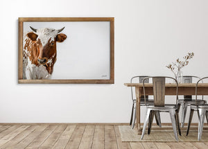 Longhorn cow calf wall decor – rustic Western fine art print by Debra Gail Fine Art