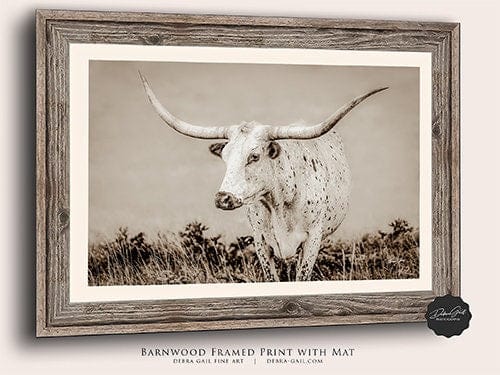 Debra Gail Fine Art Longhorn Canvas Wall Art in Neutral Farmhouse Colors