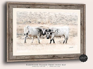 Debra Gail Fine Art Longhorn Canvas Wall Art in Neutral Farmhouse Colors