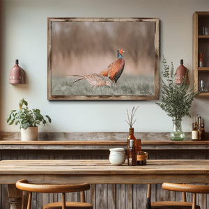 Pheasant wall art – canvas framed print Kansas prairie fine art photography by Debra Gail Fine Art